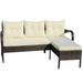 Winston Porter 49.8" Wide Outdoor Patio Sectional w/ Cushions Wicker/Rattan in Brown | 31.5 H x 49.8 W x 28 D in | Wayfair