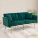 65.35" Modern Velvet Loveseat Sofa with Rose Golden Metal Feet and 2 pillow, Adjustable back