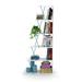 5 Tier Ladder Narrow Bookshelf Organizers for Small Spaces Office Furniture, White/Blue