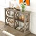 Console Table with 3-Tier Open Storage Spaces and "X" Legs, Narrow Sofa Entry Table for Living Room, Entryway
