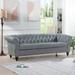 84.65" Traditional Chesterfield 3 Seater Sofa in PU Leather, Nailheads Decor