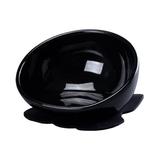 PetCutlery-SmallBlackBowl-RoseCushion.SuitableForCatsAndDogsToPreventDirtFloor.TheInclinedAngleIsConvenientForPetsToEatFoodAndCanAlsoPreventPetCervicalSpondylosis. Black Bowl + Black Mat F33009