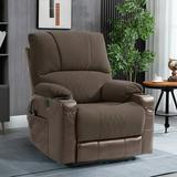 MOONCAST Luxury Napa Leather Power Lift Electric Recliner Chair with Massage and Heating Brown and Grey