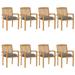 vidaXL 2/4/6/8x Solid Wood Teak Patio Chairs with Cushions Seat Multi Colors