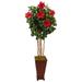Nearly Natural 5 Hibiscus Artificial Tree with Brown Wooden Planter