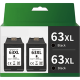 Compatible Black 63XL 63 XL High Yield Ink Cartridge Replacement for HP Officejet 4650 3830 5200 4655 4650 5255 5258 5252 Envy 4520 Deskjet 3632 3631 Printer - 2 Pack