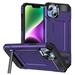 Feishell for Apple iPhone 14 Plus Armor Case with Hidden Metal Kickstand Military Grade Drop Protection Dual Layers PC + TPU Anti-Scratch Non-slip Comfortable Grip Rugged Phone Case Purple