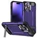 Feishell for Apple iPhone 14 Pro Max Armor Case with Hidden Metal Kickstand Military Grade Drop Protection Dual Layers PC + TPU Anti-Scratch Non-slip Comfortable Grip Rugged Phone Case Purple