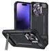 Feishell for Apple iPhone 12 Pro Max Armor Case with Hidden Metal Kickstand Military Grade Drop Protection Dual Layers PC + TPU Anti-Scratch Non-slip Comfortable Grip Rugged Phone Case Black