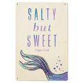 Cape Cod Massachusetts Salty But Sweet Mermaid Tail Birch Wood Wall Sign (6x9 Rustic Home Decor Ready to Hang Art)
