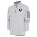 Men's Antigua Heather Gray Louisville Bats Fortune Quarter-Zip Pullover Jacket