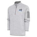 Men's Antigua Heather Gray Syracuse Mets Fortune Quarter-Zip Pullover Jacket