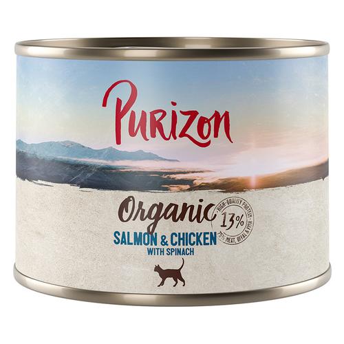 24x 200g Lachs und Huhn mit Spinat Purizon Organic Katzenfutter nass