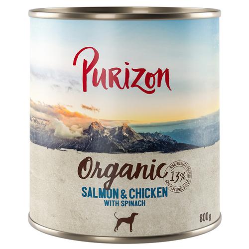 6x 800g Lachs und Huhn mit Spinat Purizon Organic Hundefutter nass