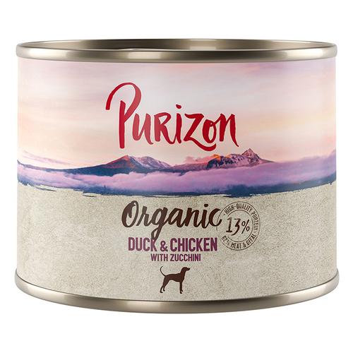 24x 200g Ente und Huhn mit Zucchini Purizon Organic Hundefutter nass