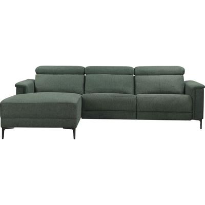 Ecksofa HOME AFFAIRE "Lund, L-Form, 261cm, man. o. elektr. Relaxfunktion (mit USB-A)", grün (dunkelgrün), B:261cm H:97cm T:179cm, Webstoff 100% Polyester, Sofas, und Kopfteilverstellung Image