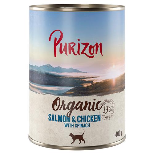 6x 400g Organic Lachs und Huhn mit Spinat Purizon Katzenfutter nass