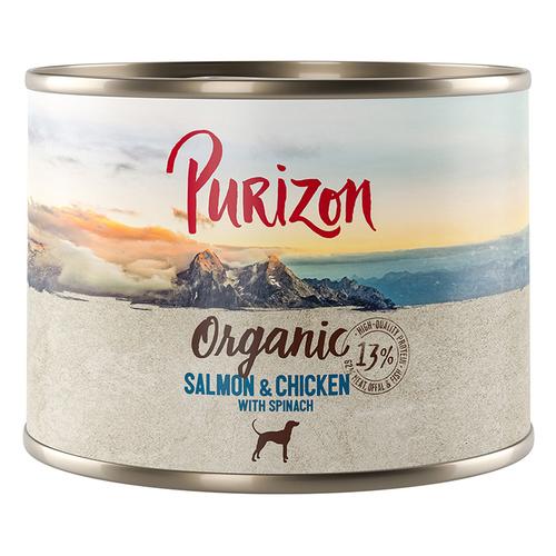 6x 200g Organic Lachs und Huhn mit Spinat Purizon Hundefutter nass