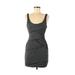 Sparkle & Fade Casual Dress - Bodycon Scoop Neck Sleeveless: Gray Print Dresses - Women's Size Medium