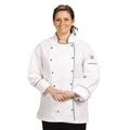 Chef Revival LJ044-XS Ladies Poly Cotton Brigade Chef Jacket, X-Small, Black Piping, White
