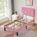 VECELO Upholstered Platform Bed Frame with Height Adjustable Headboard, Wooden Slats Twin/Full/Queen Size Beds