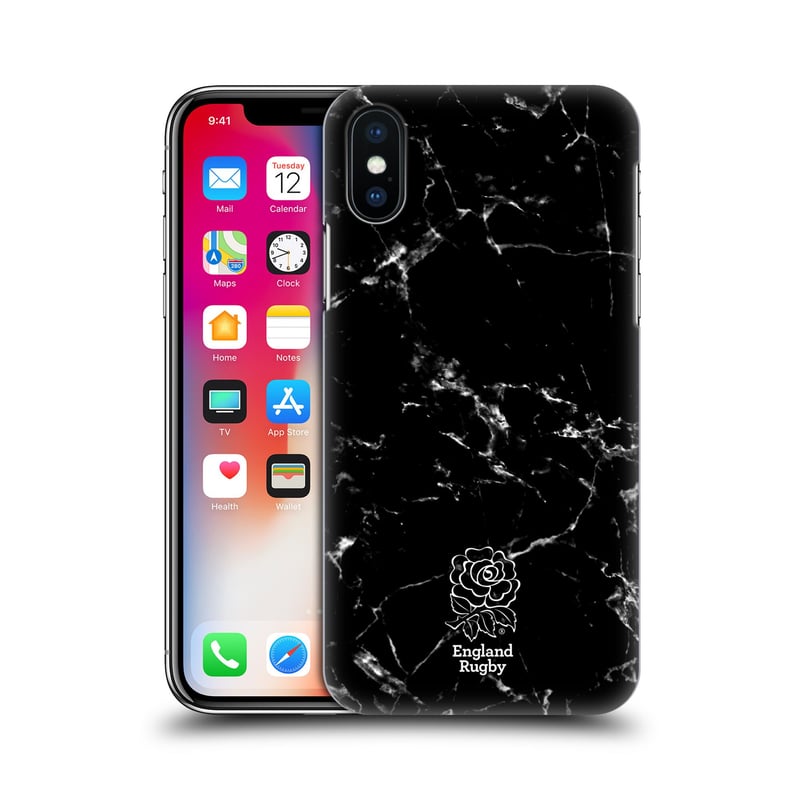 Étui de téléphone rigide en marbre noir Angleterre Rugby - iPhone - No Gender Taille: 14 Pro