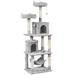 Light Gray Multi Level Cat Tree with 2 Condos, 70.5" H, 34.7 LB, Gray / Natural Wood