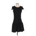ASOS Casual Dress - DropWaist Crew Neck Short sleeves: Black Solid Dresses - Women's Size 4