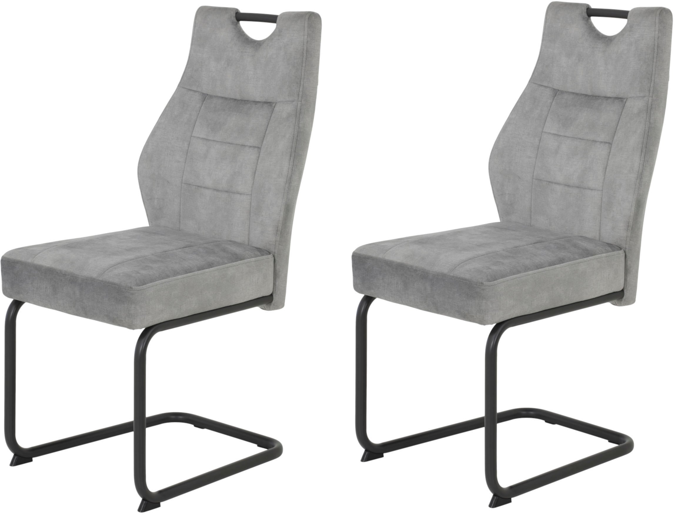 Esszimmerstuhl HELA "Linda S Schwingstuhl BESTSELLER", grau (hellgrau, grau), B:47cm H:99cm T:61cm, Metall, Polyester, Stoff, Stühle, Esszimmerstuhl, mit Taschenfederkern Sitz, mit 140KG belastbar, Freischwinger