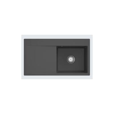 Villeroy & Boch Villeroy&Boch Spülbecken mit Abtropffläche links, Subway Style 50 flat Graphite Schwarz/Grau 88x49cm, Handbetätigung Image