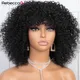 Perruque Brésilienne Naturelle Remy avec Frange pour Femme Cheveux Courts Bouclés Coupe Pixie