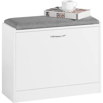Sobuy - FSR16-K-W Schuhbank mit Sitzkissen Schuhregal Schuhkipper mit 1 Klappe Sitzbank bht ca.: Image