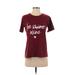 Short Sleeve T-Shirt: Burgundy Graphic Tops - Women's Size Medium