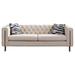 Livingroom 3 Seater Velvet Sofa Removable Cushions Tufted Cushions Sofa Square Arm Couch with 2 Toss Pillows