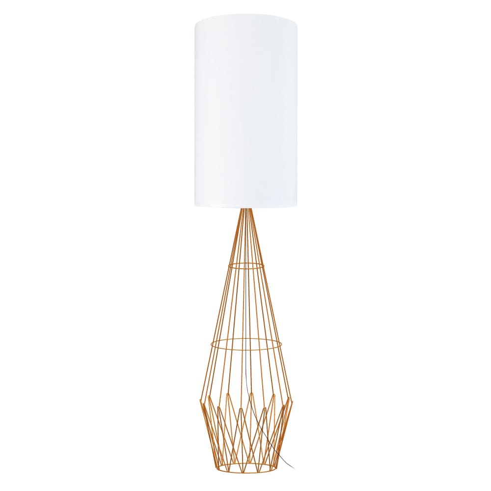Lampadaire métal H165cm cuivre;Abat-jour: blanc