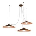 Suspension métal marron corten et feuille cuivre interne 3X E27