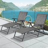 Outdoor Lounge Chair Folding Patio Lounge Chair with Adjustable Backrest Air Permeability and Waterproof Lounge Chair for Poolside Lawn Backyard Beach (2pack Gray)