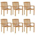 vidaXL 1/2x Solid Teak Wood Stacking Garden Dining Chair Patio Lounge Seating