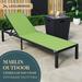 LeisureMod Marlin Modern Black Aluminum Outdoor Patio Chaise Lounge Chair with Square Fire Pit Side Table Perfect for Patio Lawn and Garden (Green)