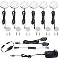 Led Under Cabinet Light white round 6Pack Puck Lighting Kit touch switch dimmer and Plug for under counter Lightsï¼ˆCool Whiteï¼‰