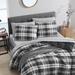 Nautica Crossview Plaid Microsuede Charcoal Comforter Set, Queen Polyester/Polyfill/Microsuede in White | King Comforter + 2 King Shams | Wayfair