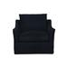 Armchair - Birch Lane™ Hahn Downing 37.5" W Slipcovered Armchair Linen/Fabric in Black/Brown | 36 H x 37.5 W x 40 D in | Wayfair