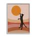 Stupell Industries Black Cat Reaching Stripes Pattern Framed On by Birch&Ink Graphic Art in Black/Brown/Orange | 14 H x 11 W x 1.5 D in | Wayfair