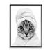 Stupell Industries Funny Cat In Bathrobe Portrait On Wood by Annalisa Latella Graphic Art Wood in Brown/Gray | 11 H x 14 W x 1.5 D in | Wayfair