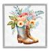 Stupell Industries Country Garden Boots Bouquet Framed On Wood by Ziwei Li Graphic Art Wood in Brown/Green/Pink | 17 H x 17 W x 1.5 D in | Wayfair
