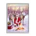 Stupell Industries Santa & Reindeer Bonfire Scene Framed On Wood by Pip Wilson Painting Wood in Brown/Indigo/Red | 14 H x 11 W x 1.5 D in | Wayfair