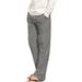 RYRJJ On Clearance Plus Size Women s Cotton Linen Pants Summer Casual Wide Leg Trousers Elastic Waist Drawstring Loose Lounge Pants with Pocket(Gray 3XL)