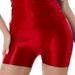 YEAHDOR Womens Running Compression Tights Shiny Glossy Spandex Short Leggings Seamless Sports Shorts Red L