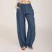 Mother s Day Gifts POROPL Cargo Pants for Women Clearance Under $20 Casual Loose Cotton Linen Solid Wide Leg Drawstring Elastic Waist Cargo Pants for Woman Blue Size L