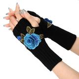 AOMPMSDX Golf Gloves Ladies Warm Knit Fingerless Convertible Mittens Fashion Flowers Gloves